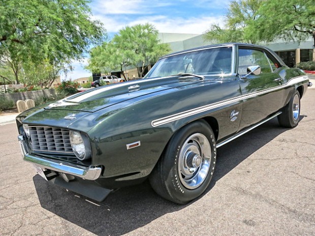 1969 Chevrolet Camaro Yenko   1 of 171 4spd Yenko Cars built in 1969. Engine: L72 427ci 450hp. M21 factory four speed transmission. Fathom Green. Posi Rear End. Bucket Seats. Power Disc Brakes. Cowl Hood. Rally Wheels. Dual Exhaust. Front and Rear Spoilers. Vinyl Black Top. Documented by COPO connection and in the Supercar registry. 1 of 100 COPO cars ordered by Don Yenko on 11.11.68.1212
