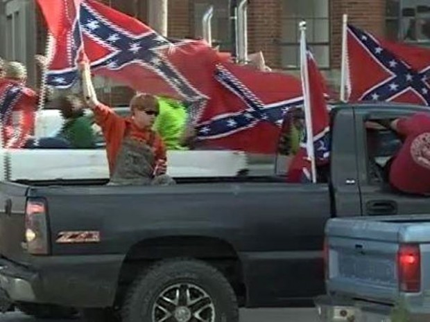 Confederate Flag Parade Truck Smash